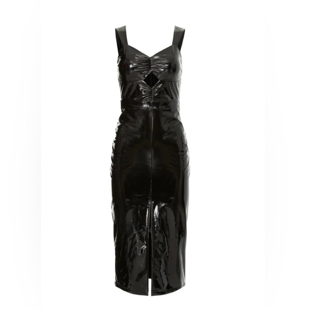 Ashley Park x RTR faux leather dress Small vegan stretch bodycon sheath midi - Picture 2 of 16